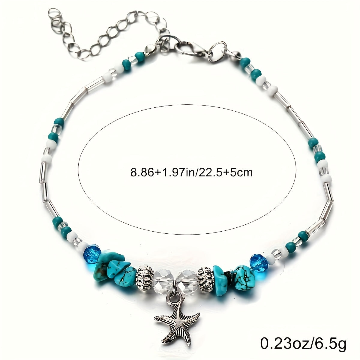 Boho White Shell Bead Anklet with Starfish Charm
