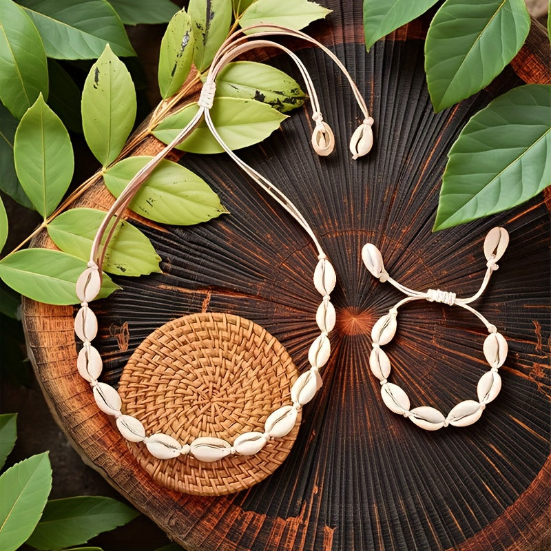 Puka Shell Bracelet & Necklace Set