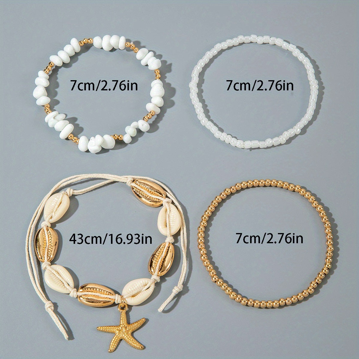 Bohemian Layered White Shell & Starfish Anklet