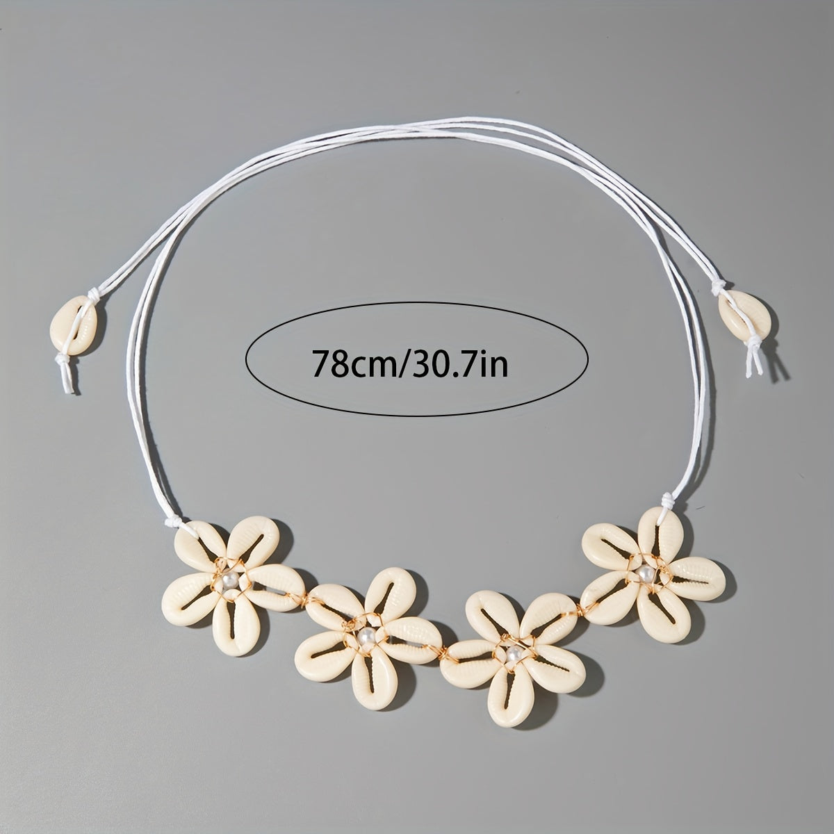 Bohemian Cowrie Shell Flower Choker with Pearls