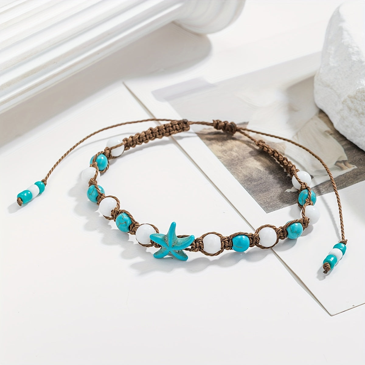 Bohemian Starfish Bracelet with Turquoise Beads