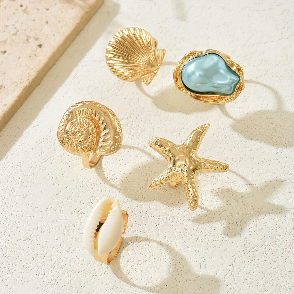 Bohemian Gold-Tone Ocean Rings