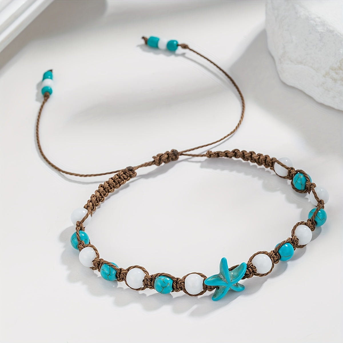 Bohemian Starfish Bracelet with Turquoise Beads