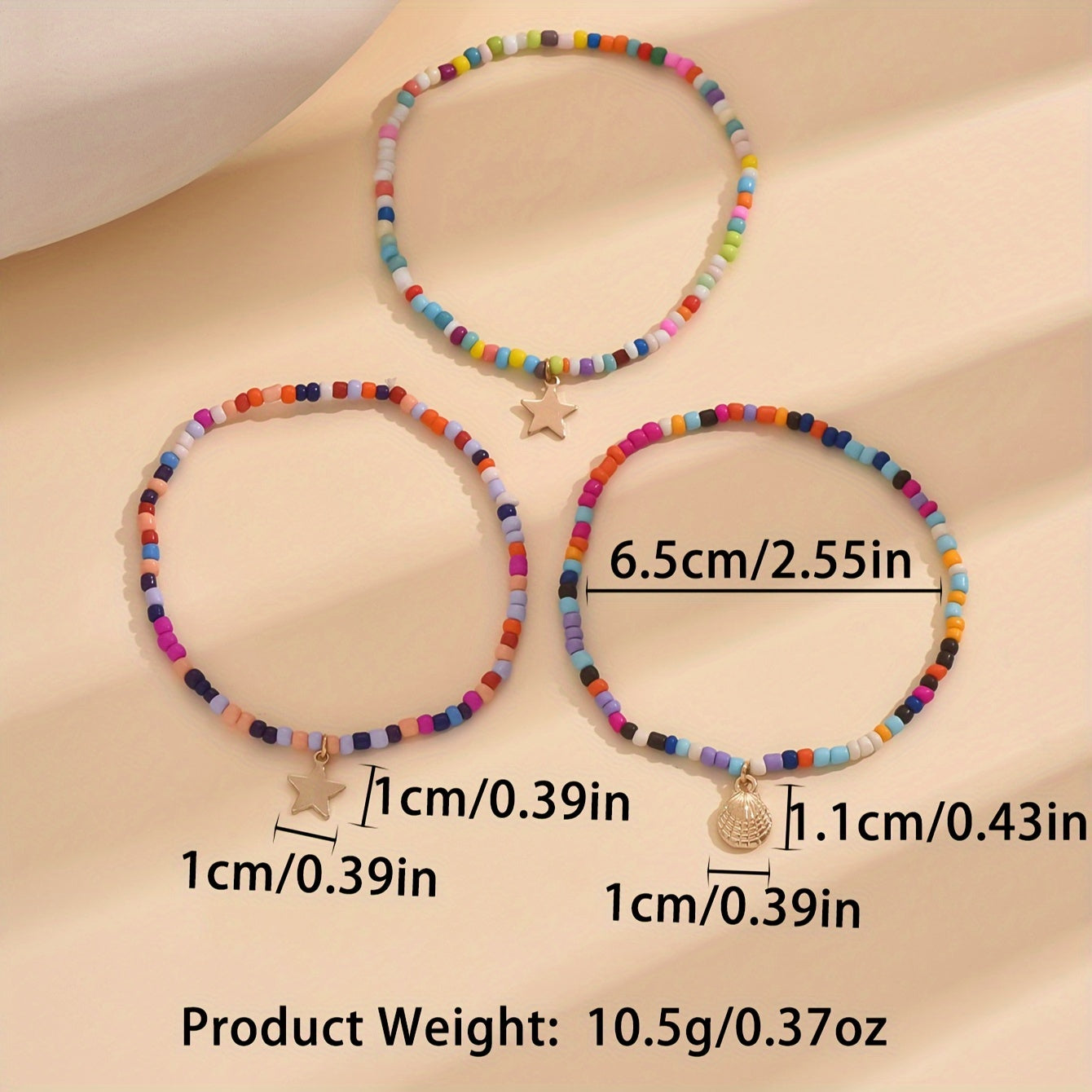 Colorful Beaded Layered Anklet with Star & Shell