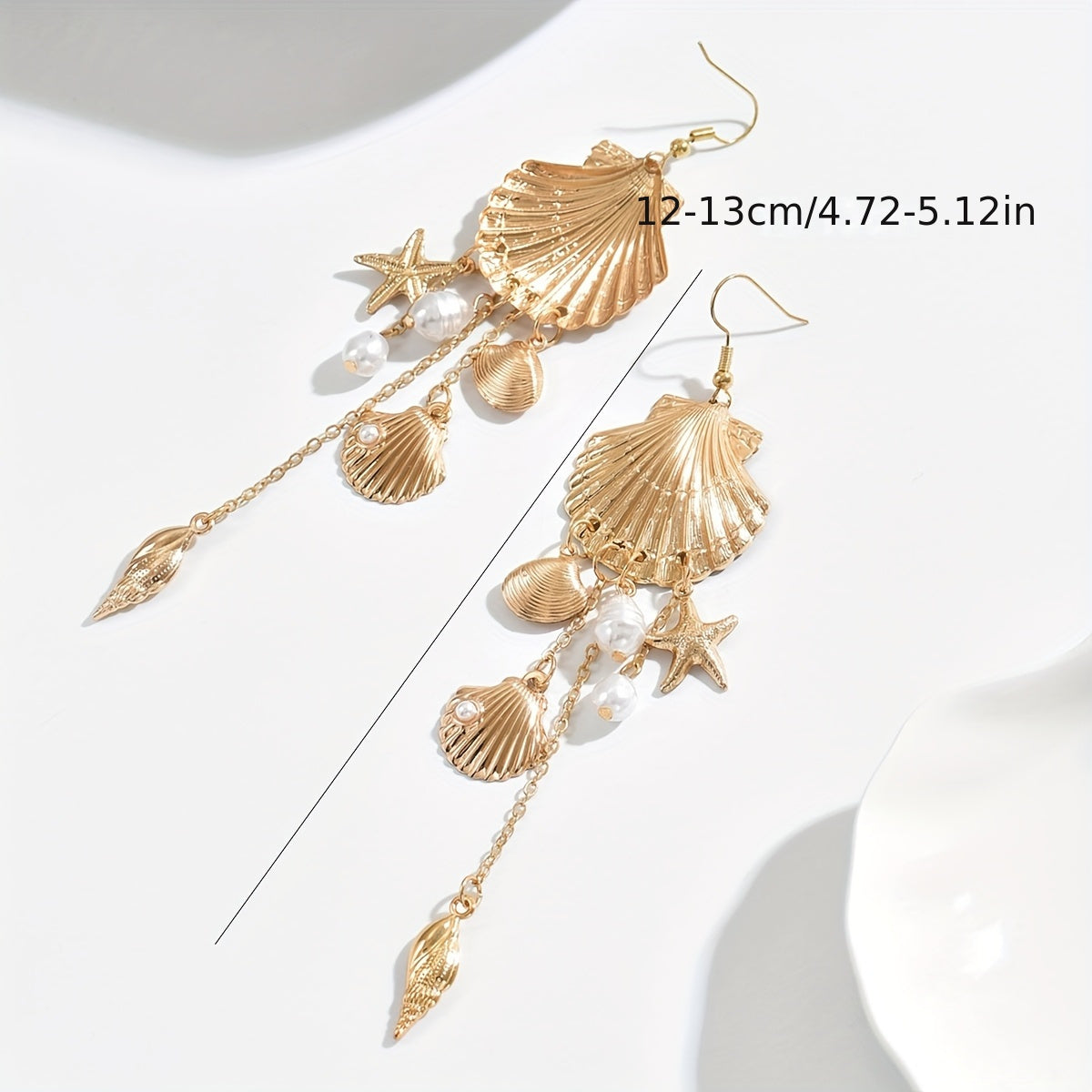 Gold-Tone Seashell & Pearl Starfish Drop Earrings