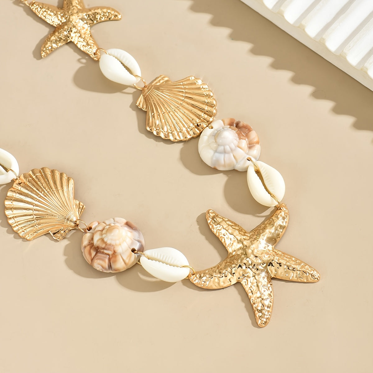 Bohemian Gold Starfish & Mixed Shell Necklace