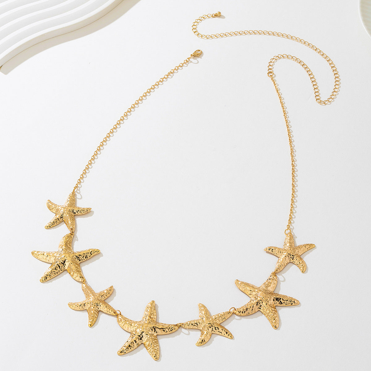 Gold-Tone Textured Starfish Chain Necklace