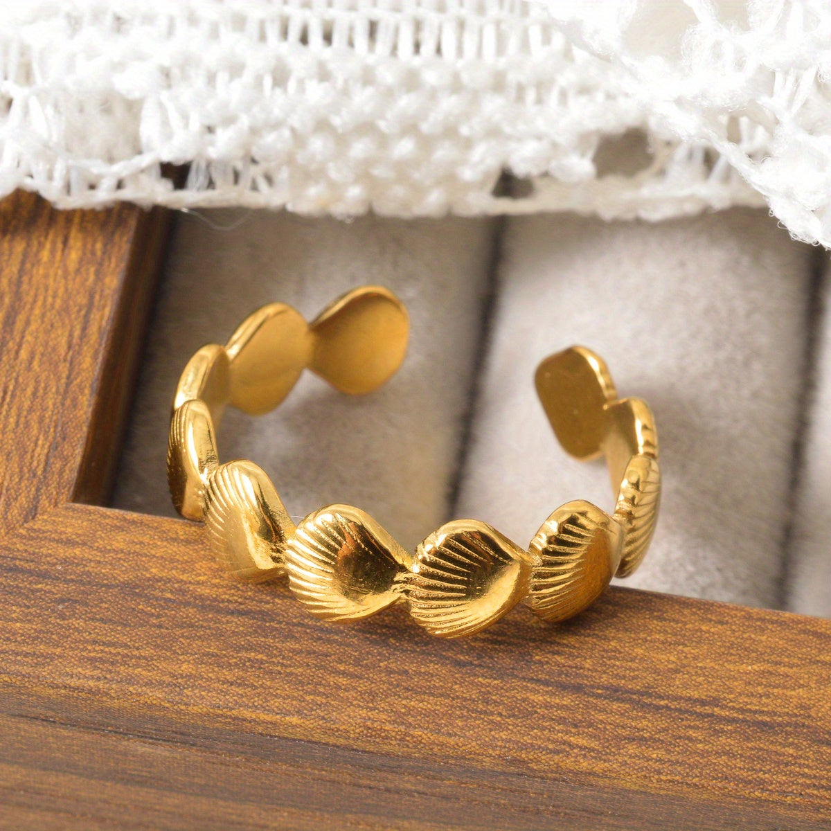 Gold Scallop Shell Adjustable Ring