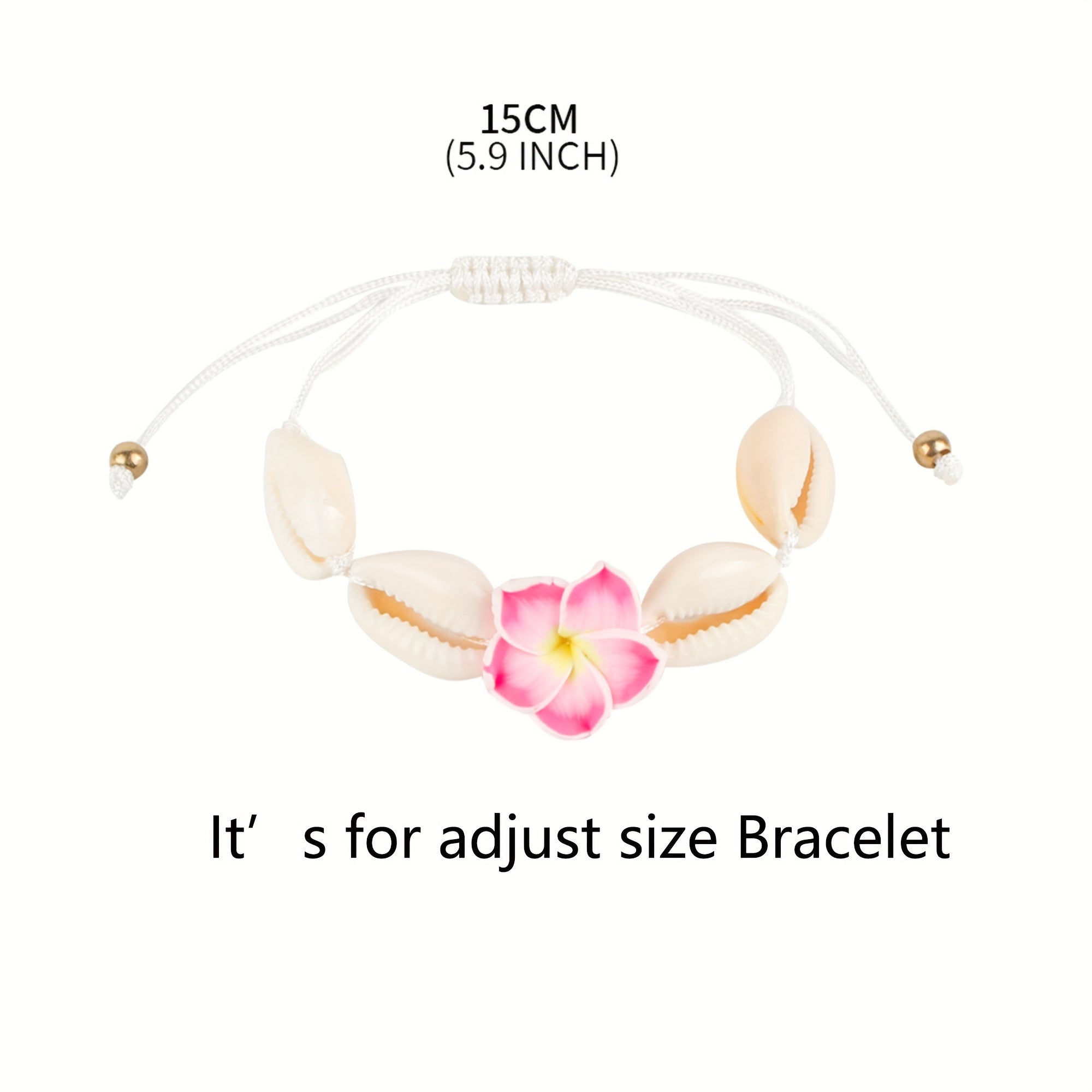Adjustable Plumeria Flower Cowrie Shell Anklet