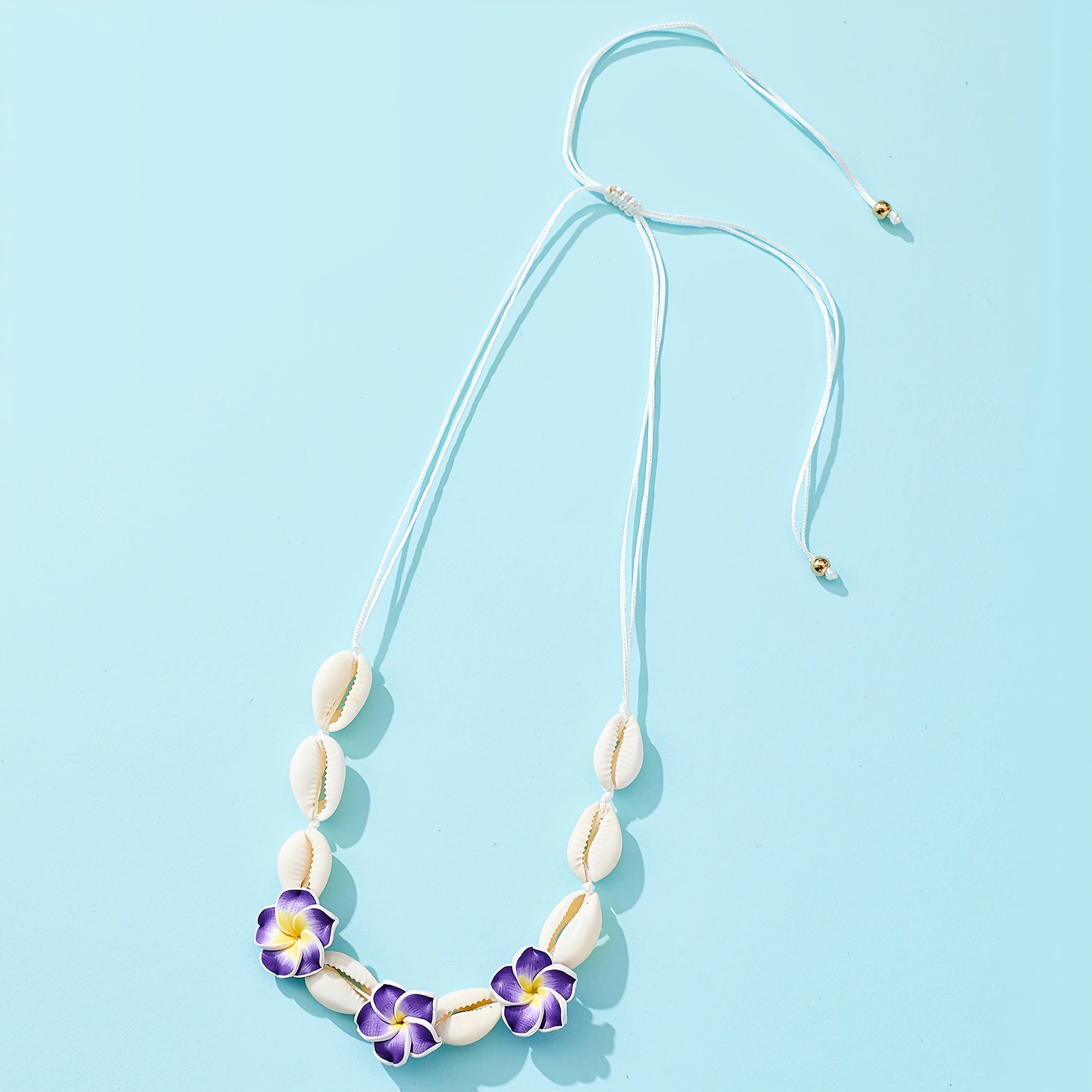 Adjustable Plumeria Flower Cowrie Shell Anklet