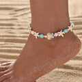 Beachy Starfish Turtle Anklet with Pastel Beads