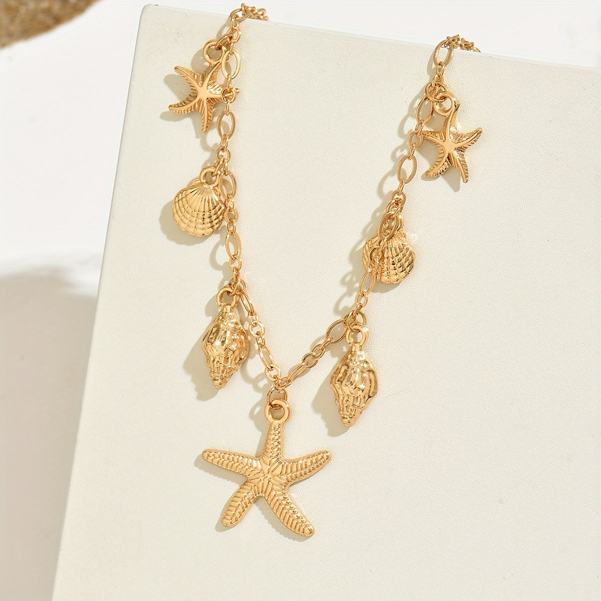 Boho Starfish & Shell Multi-Pendant Necklace